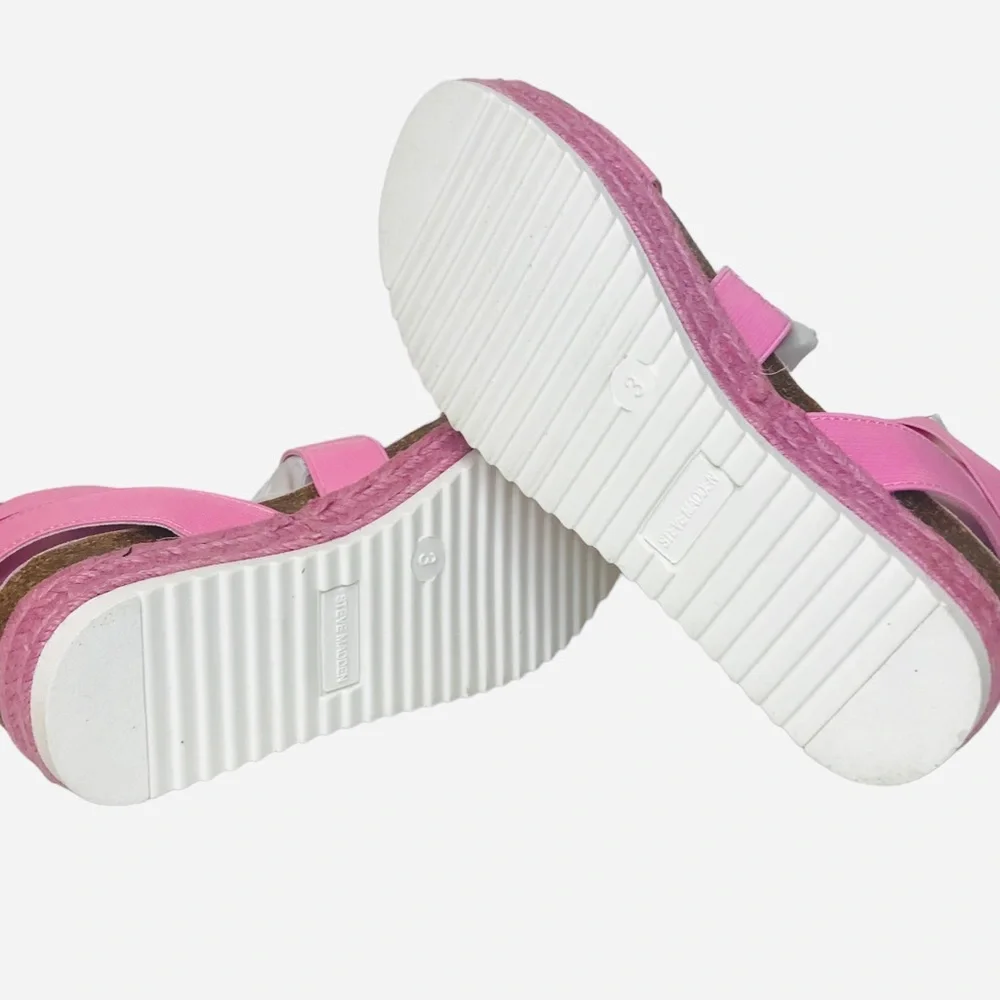 Steve Madden Girls Kimmie Espadrille Wedge Sandal Pink Kids Size 3